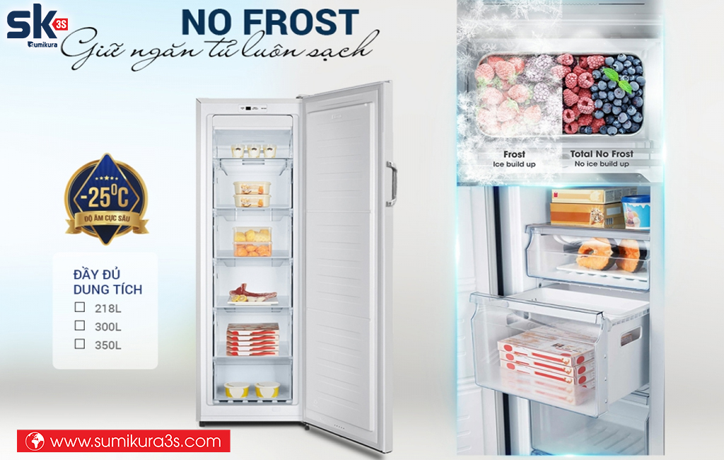 Tủ đông đứng Sumikura công nghệ No Frost không đóng tuyết