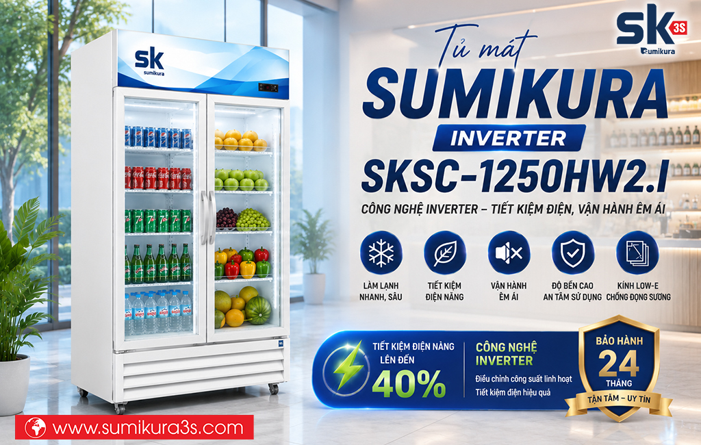 Tủ mát Sumikura 2 cánh inverter SKSC-1250HW2.I
