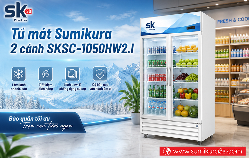 Tủ mát trưng bày 2 cánh Sumikura SKSC-1050HW2.I