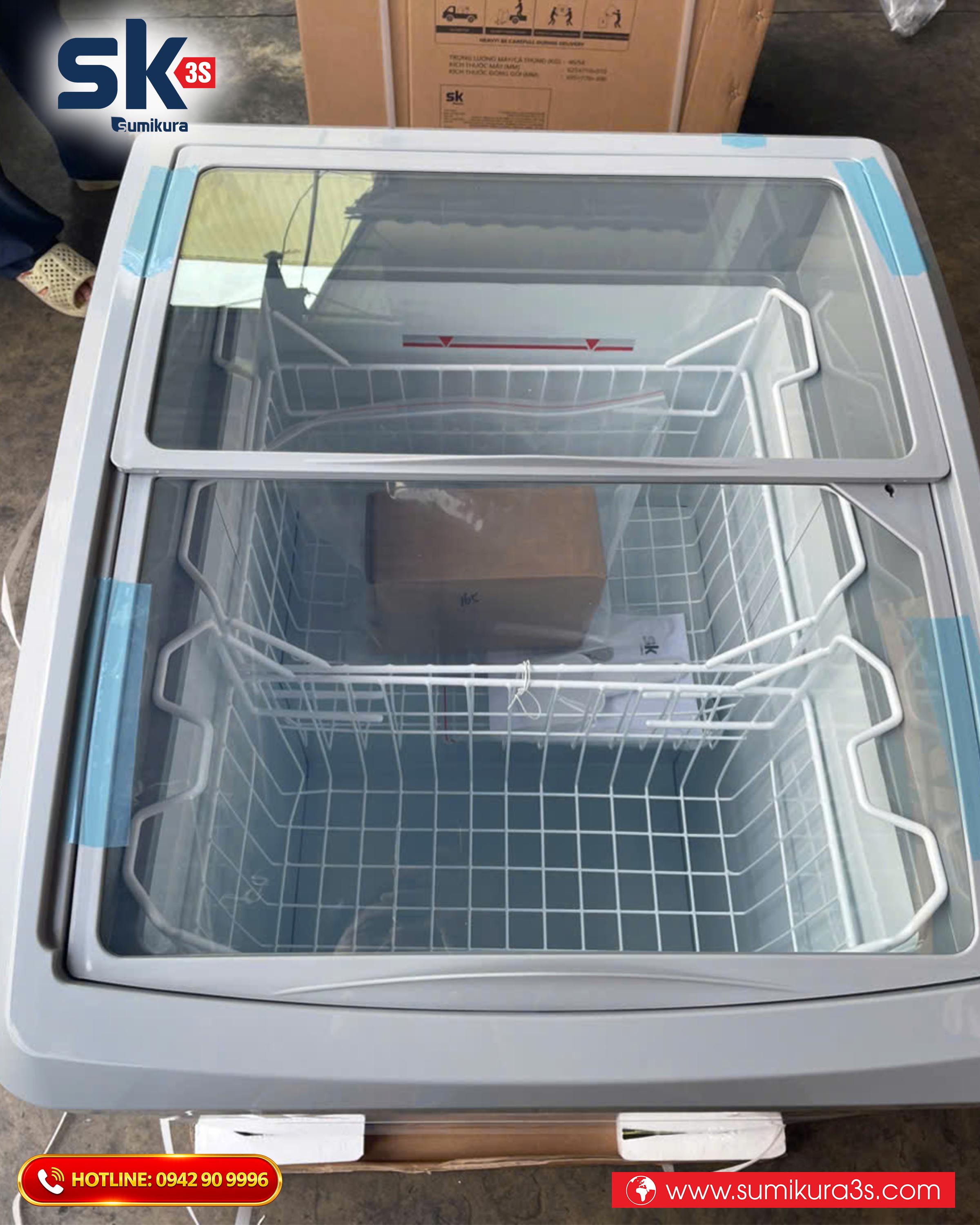 Tủ đông Sumikura SKFS-165C 2 nắp kính lùa