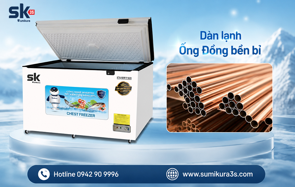 Tủ đông Sumikura dàn lạnh ống đồng bền bỉ